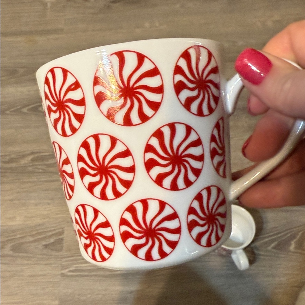 Crate&Barrel Peppermint  Swirl Mugs